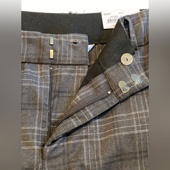 Nine West Mid Rise Barely Bootcut Pants Women’s 16 Gray Plaid Sculpting NEW - Picture 6 of 13